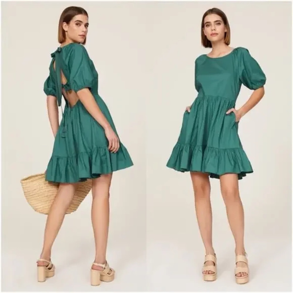 Peter Som X RTR Green Puff Sleeve Dress Size‎ 10